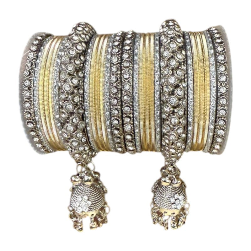 1149S - Silver finish Bangle set with Kalire Size 2-6 for Wedding, anniversary Indian Jewelry