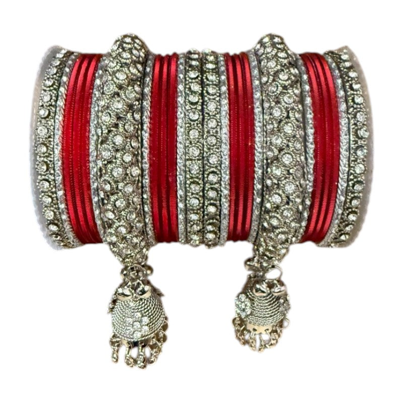 1149S - Silver finish Bangle set with Kalire Size 2-6 for Wedding, anniversary Indian Jewelry