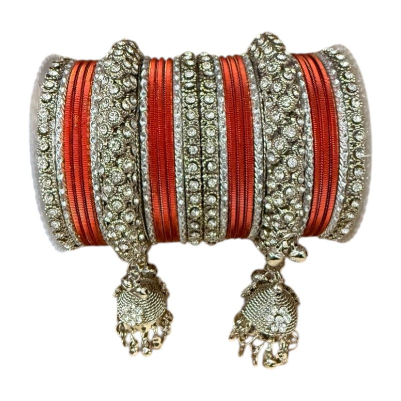 1149S - Silver finish Bangle set with Kalire Size 2-6 for Wedding, anniversary Indian Jewelry