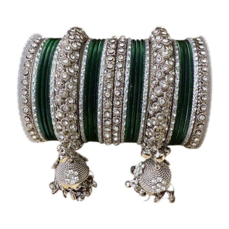 1149S - Silver finish Bangle set with Kalire Size 2-6 for Wedding, anniversary Indian Jewelry