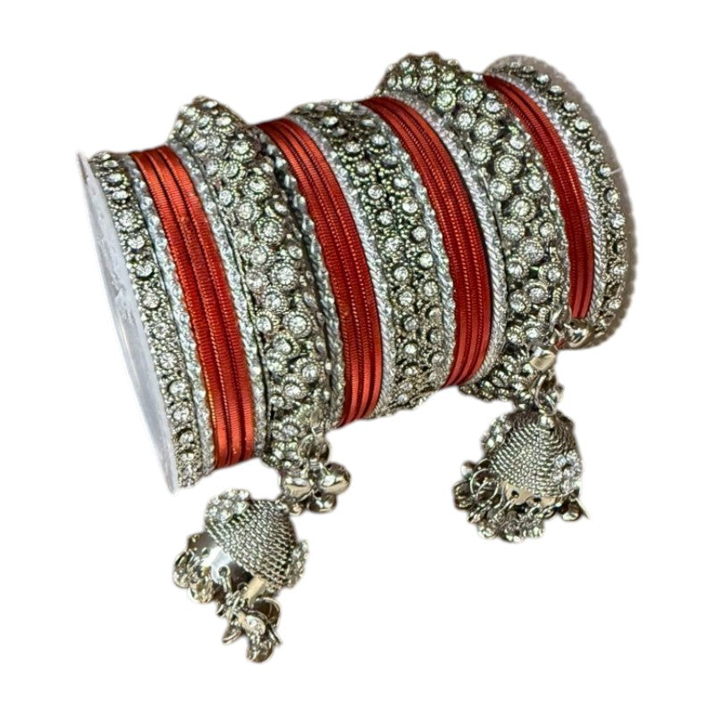 1149S - Silver finish Bangle set with Kalire Size 2-6 for Wedding, anniversary Indian Jewelry