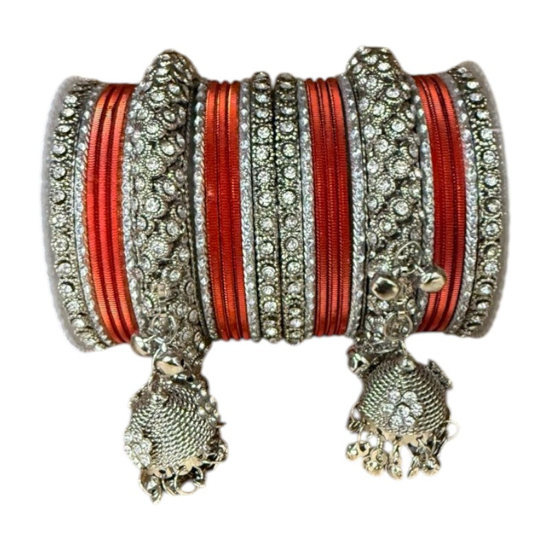 1149S - Silver finish Bangle set with Kalire Size 2-6 for Wedding, anniversary Indian Jewelry