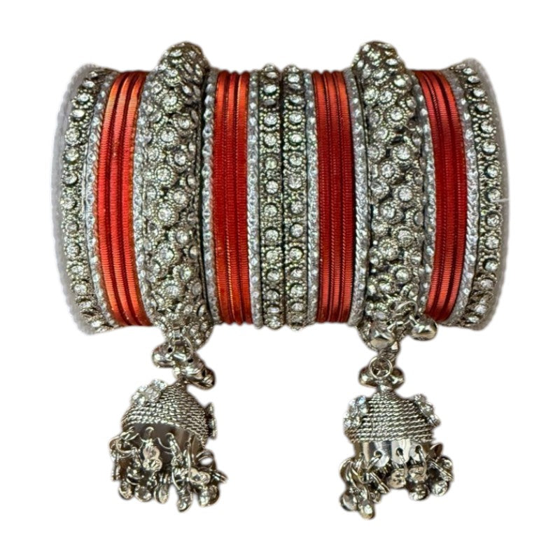 1149S - Silver finish Bangle set with Kalire Size 2-6 for Wedding, anniversary Indian Jewelry