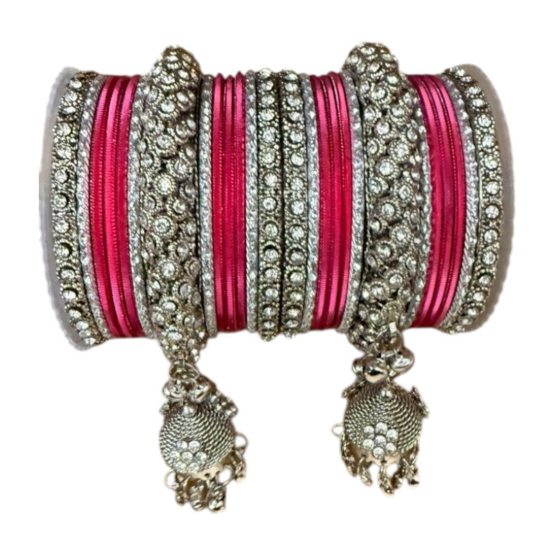 1149S - Silver finish Bangle set with Kalire Size 2-6 for Wedding, anniversary Indian Jewelry