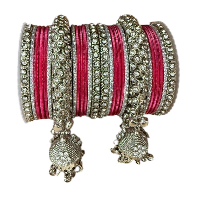 1149S - Silver finish Bangle set with Kalire Size 2-6 for Wedding, anniversary Indian Jewelry