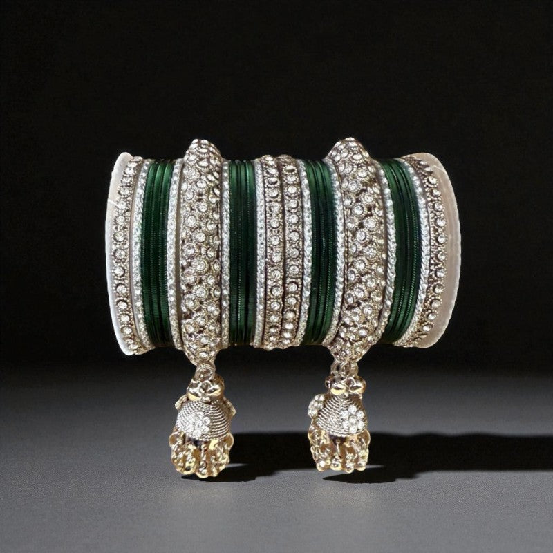 1149S - Silver finish Bangle set with Kalire Size 2-6 for Wedding, anniversary Indian Jewelry