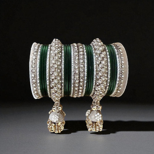 1149S - Silver finish Bangle set with Kalire Size 2-6 for Wedding, anniversary Indian Jewelry