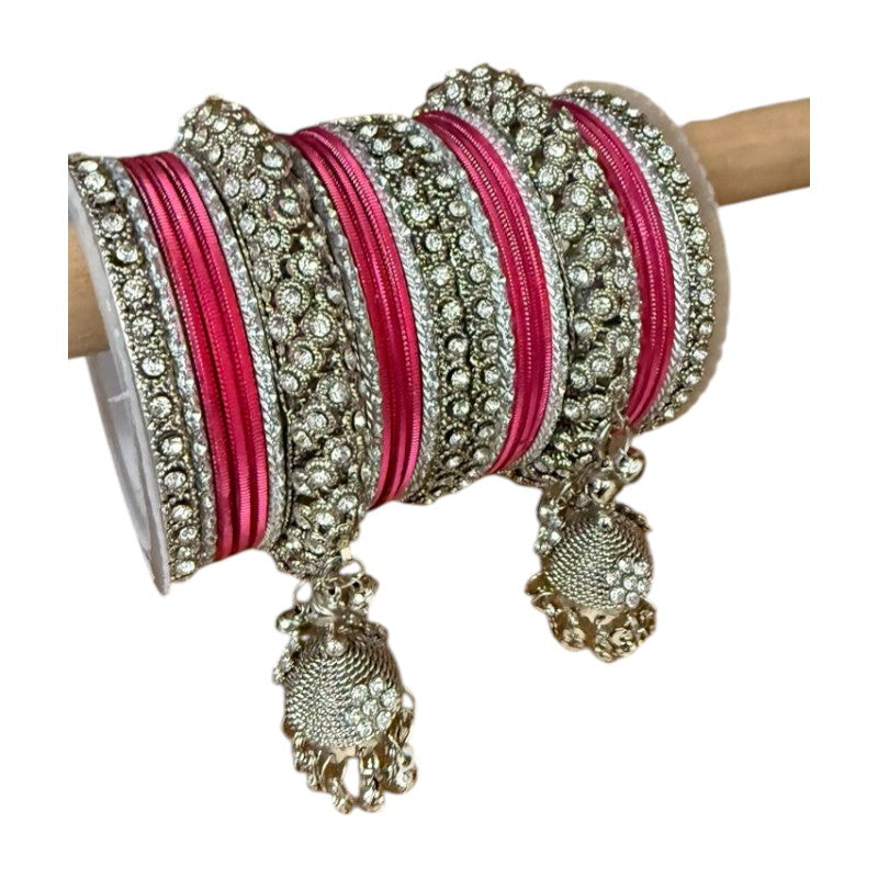 1149S - Silver finish Bangle set with Kalire Size 2-6 for Wedding, anniversary Indian Jewelry