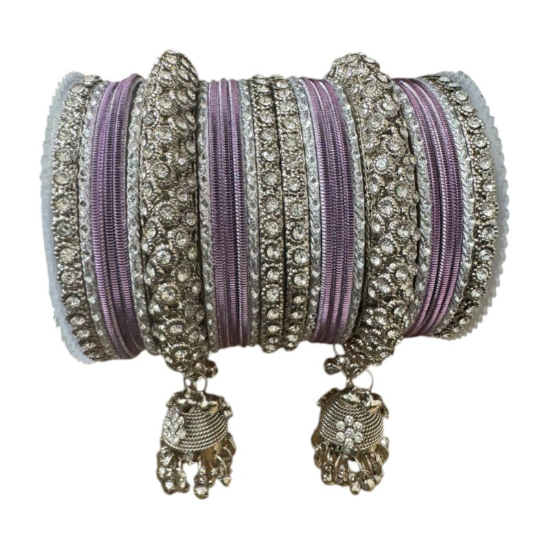 1149S - Silver finish Bangle set with Kalire Size 2-6 for Wedding, anniversary Indian Jewelry