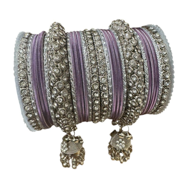 1149S - Silver finish Bangle set with Kalire Size 2-6 for Wedding, anniversary Indian Jewelry