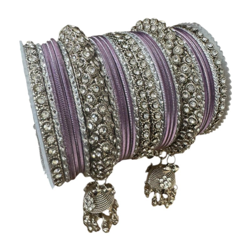 1149S - Silver finish Bangle set with Kalire Size 2-6 for Wedding, anniversary Indian Jewelry