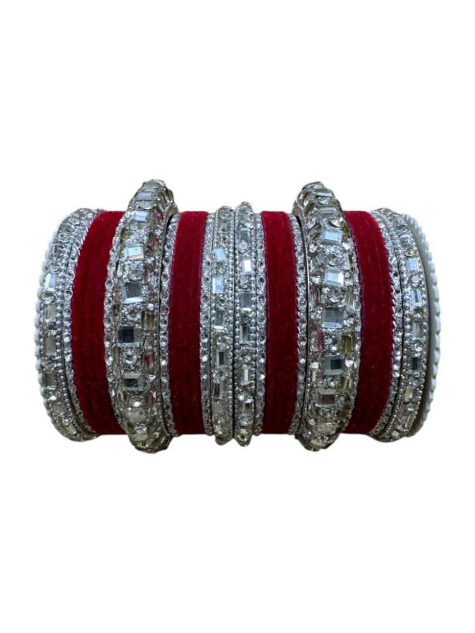 1158s Silver Indian Bridal Bollywood Style Metal Bangle Set With Kalire Jhumki