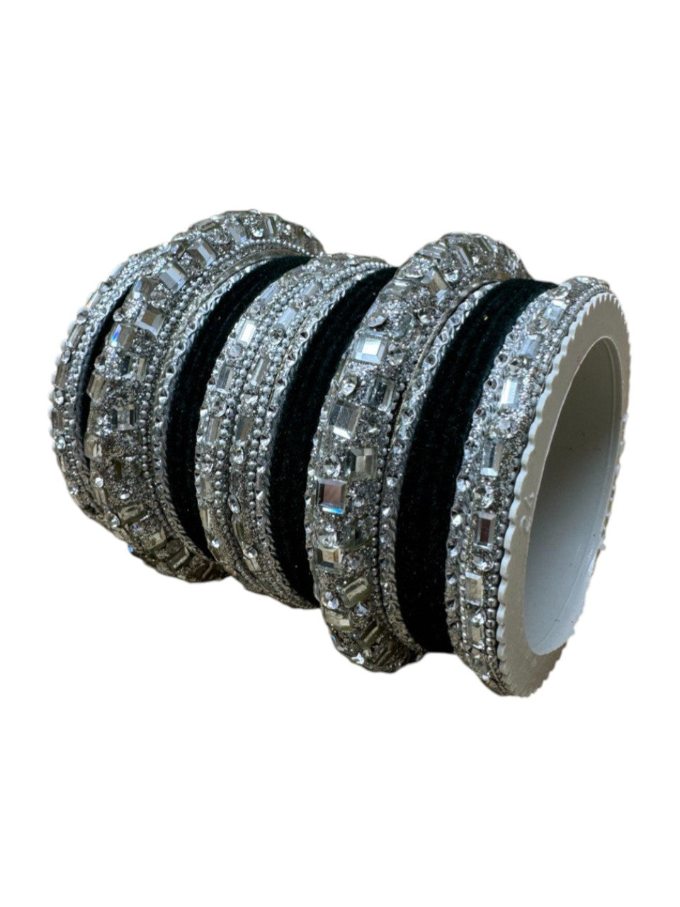 1158s Silver Indian Bridal Bollywood Style Metal Bangle Set With Kalire Jhumki