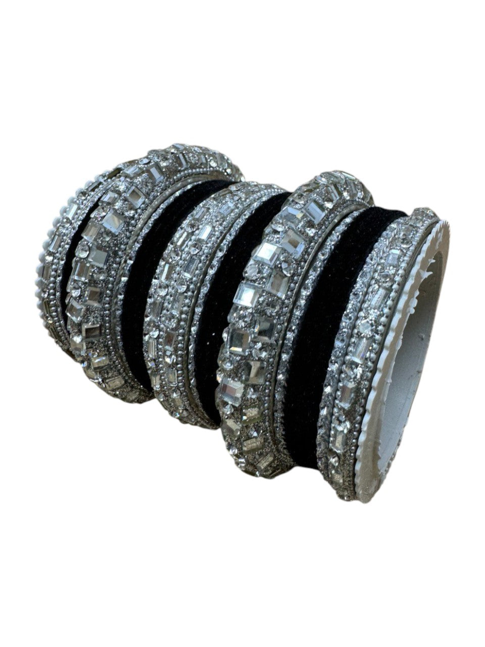 1158s Silver Indian Bridal Bollywood Style Metal Bangle Set With Kalire Jhumki