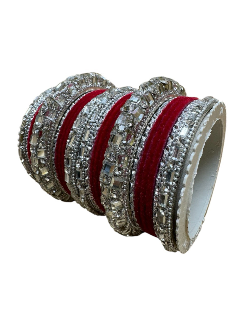1158s Silver Indian Bridal Bollywood Style Metal Bangle Set With Kalire Jhumki