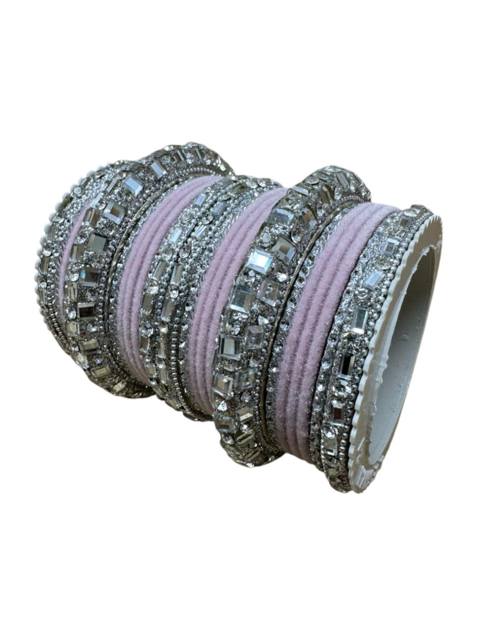 1158s Silver Indian Bridal Bollywood Style Metal Bangle Set With Kalire Jhumki