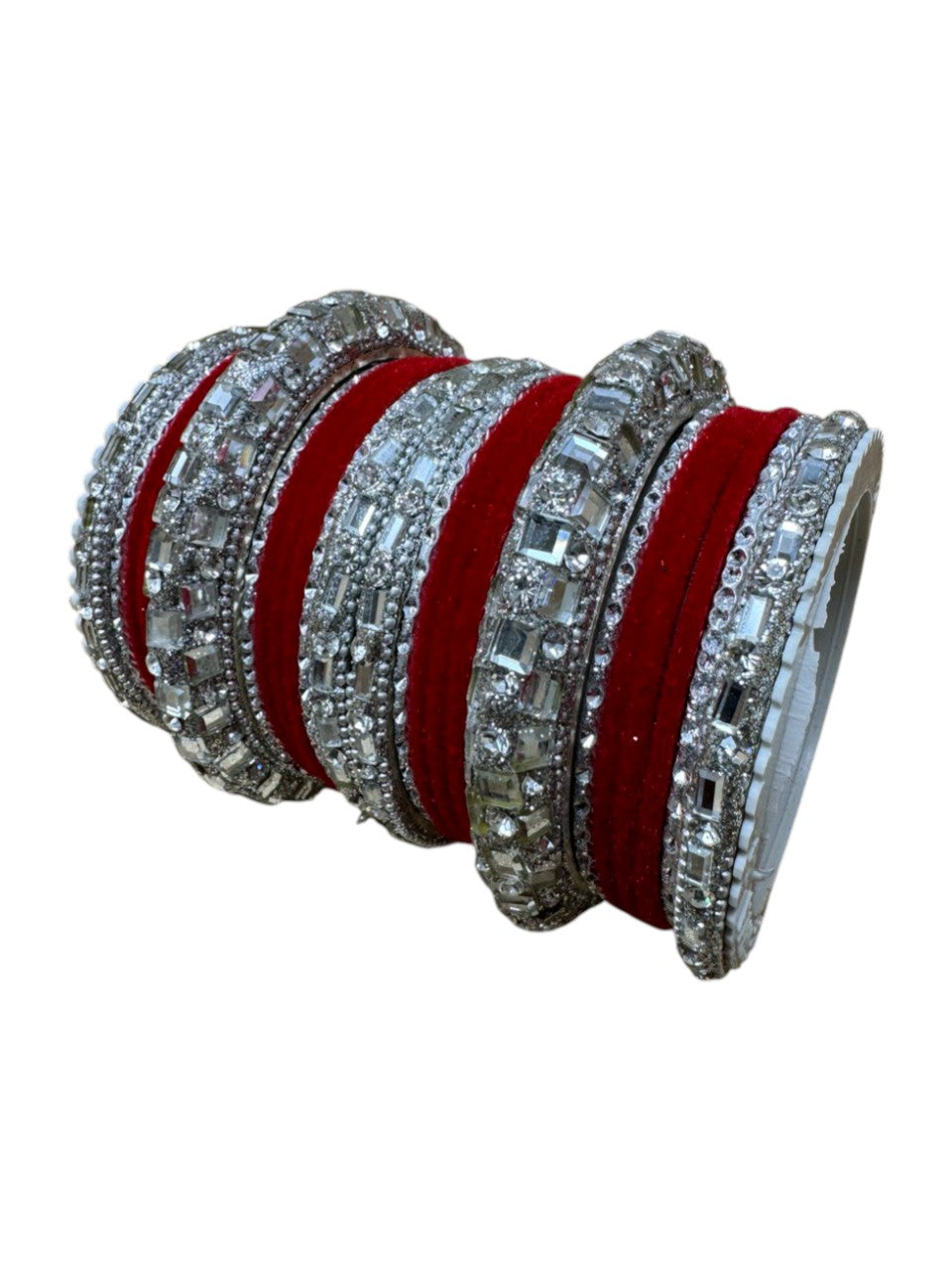 1158s Silver Indian Bridal Bollywood Style Metal Bangle Set With Kalire Jhumki