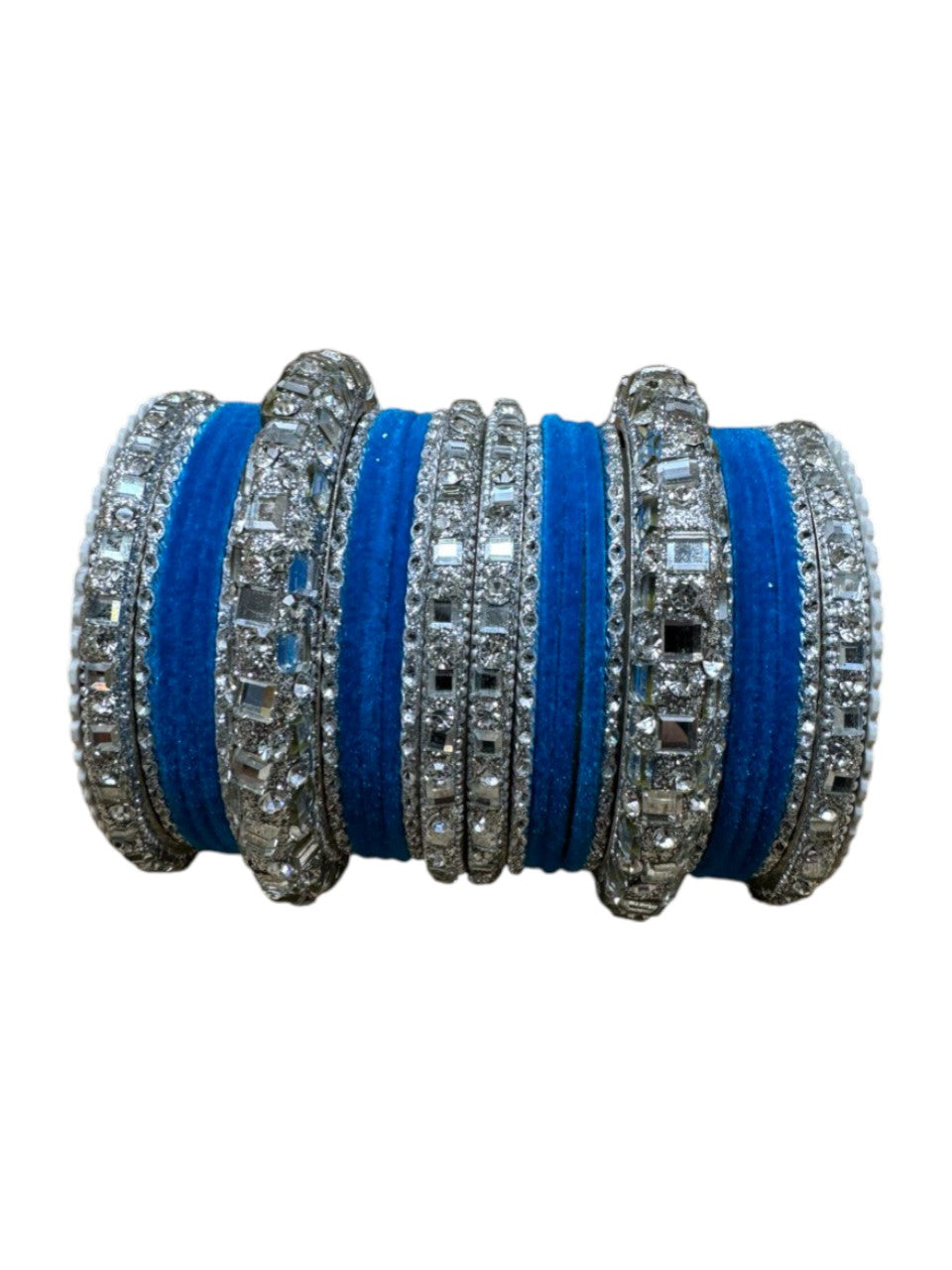 1158s Silver Indian Bridal Bollywood Style Metal Bangle Set With Kalire Jhumki