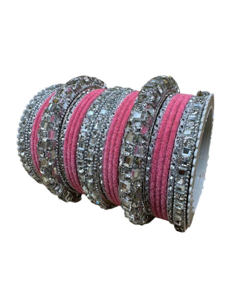 1158s Silver Indian Bridal Bollywood Style Metal Bangle Set With Kalire Jhumki