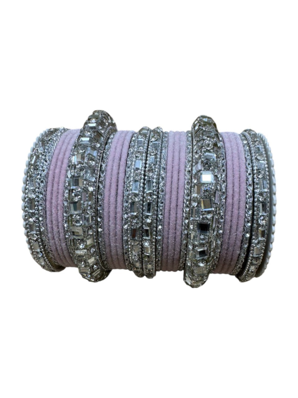 1158s Silver Indian Bridal Bollywood Style Metal Bangle Set With Kalire Jhumki