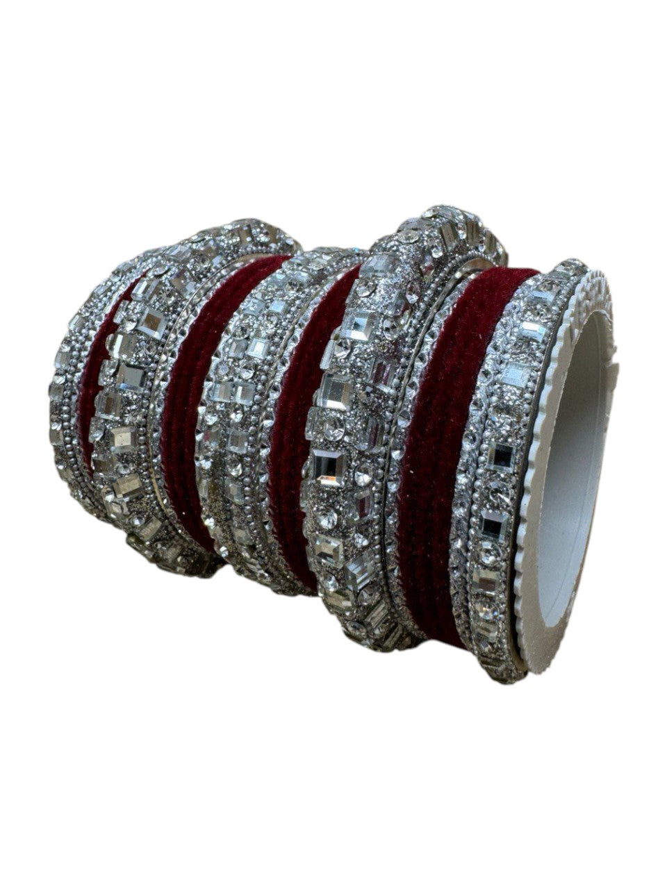 1158s Silver Indian Bridal Bollywood Style Metal Bangle Set With Kalire Jhumki