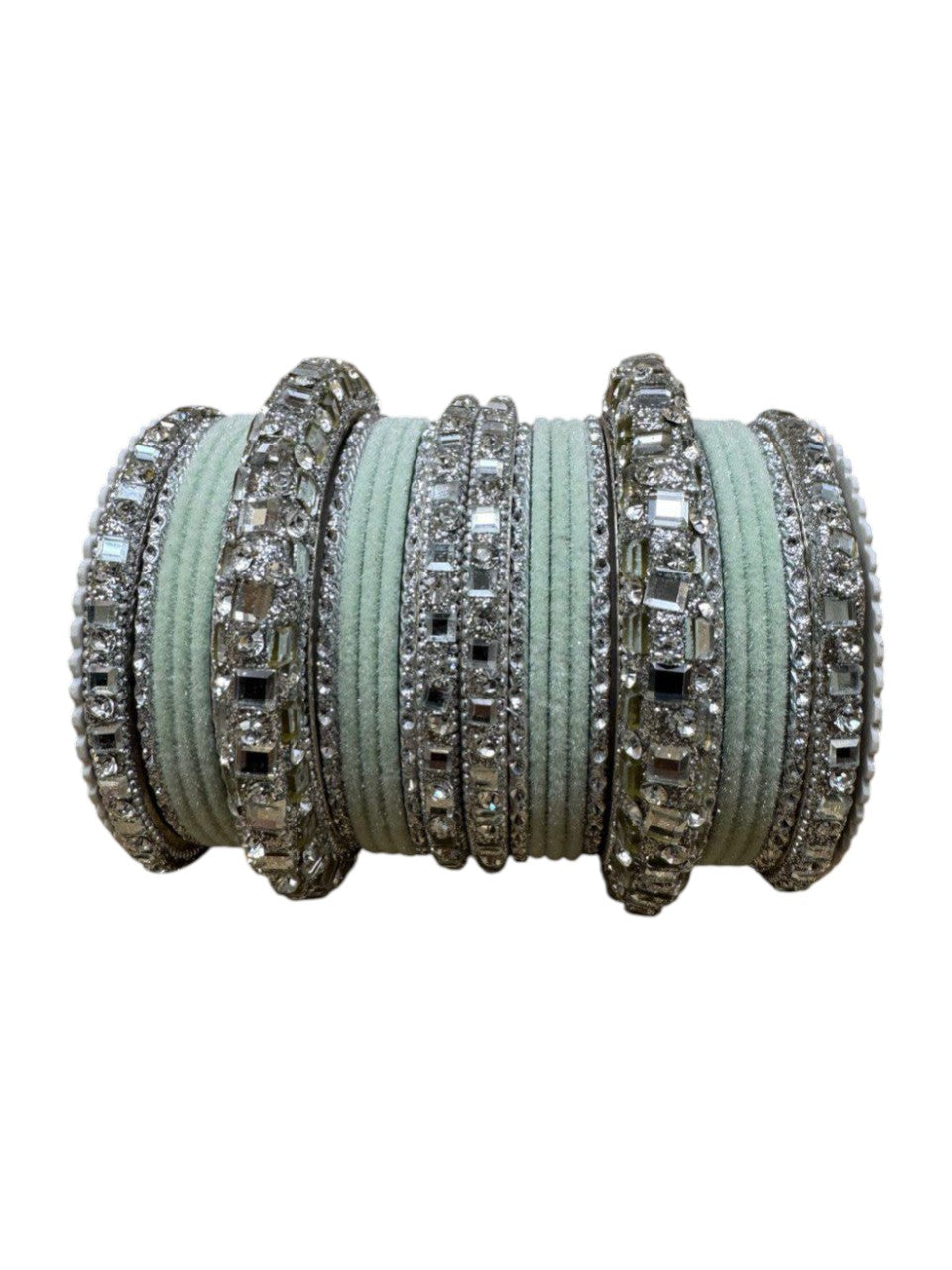 1158s Silver Indian Bridal Bollywood Style Metal Bangle Set With Kalire Jhumki