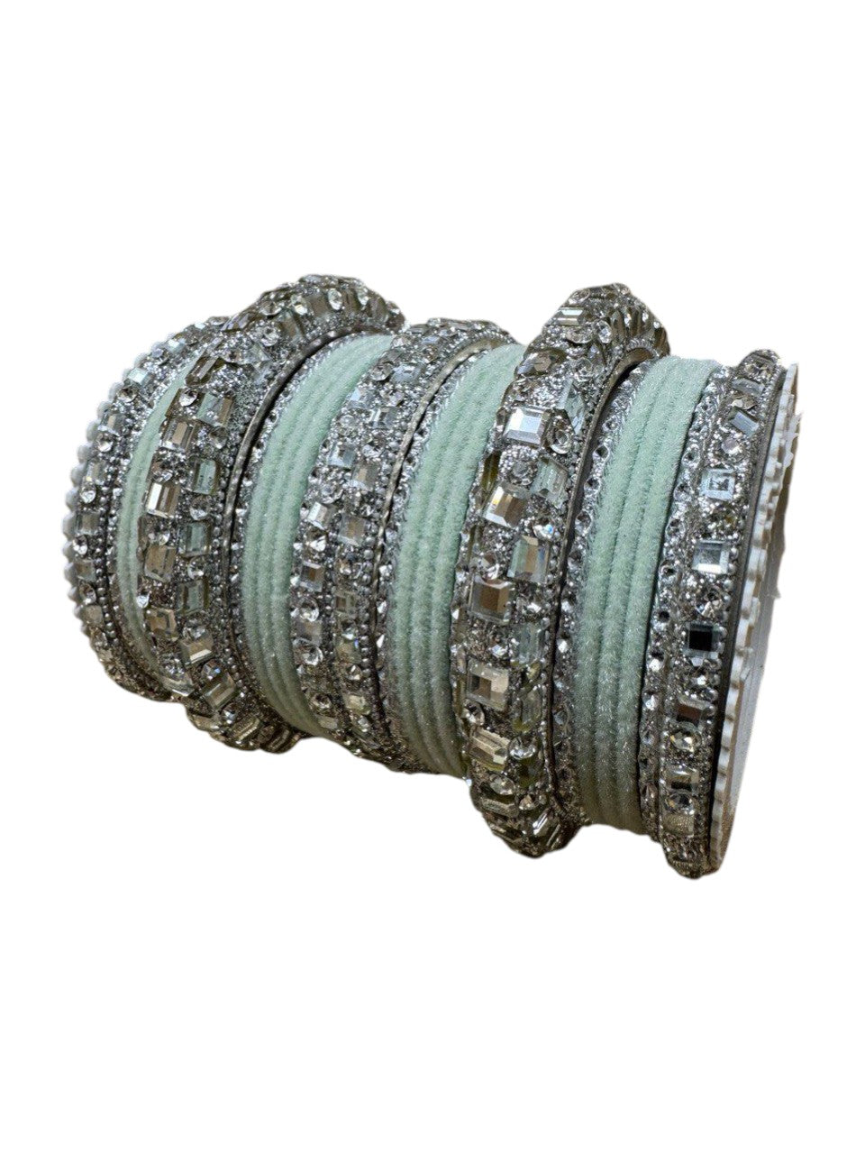 1158s Silver Indian Bridal Bollywood Style Metal Bangle Set With Kalire Jhumki