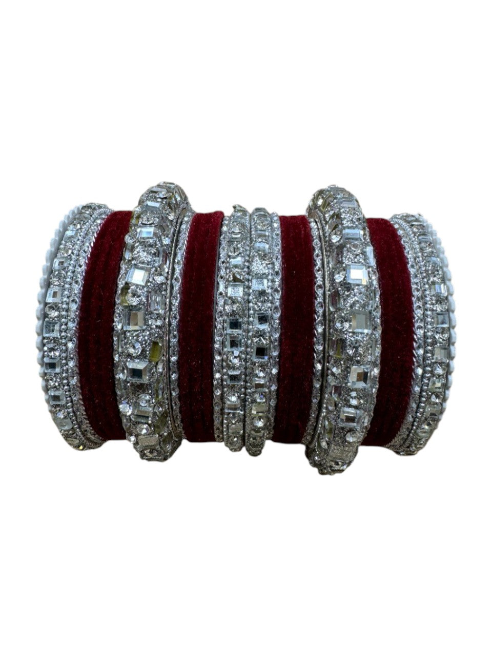 1158s Silver Indian Bridal Bollywood Style Metal Bangle Set With Kalire Jhumki