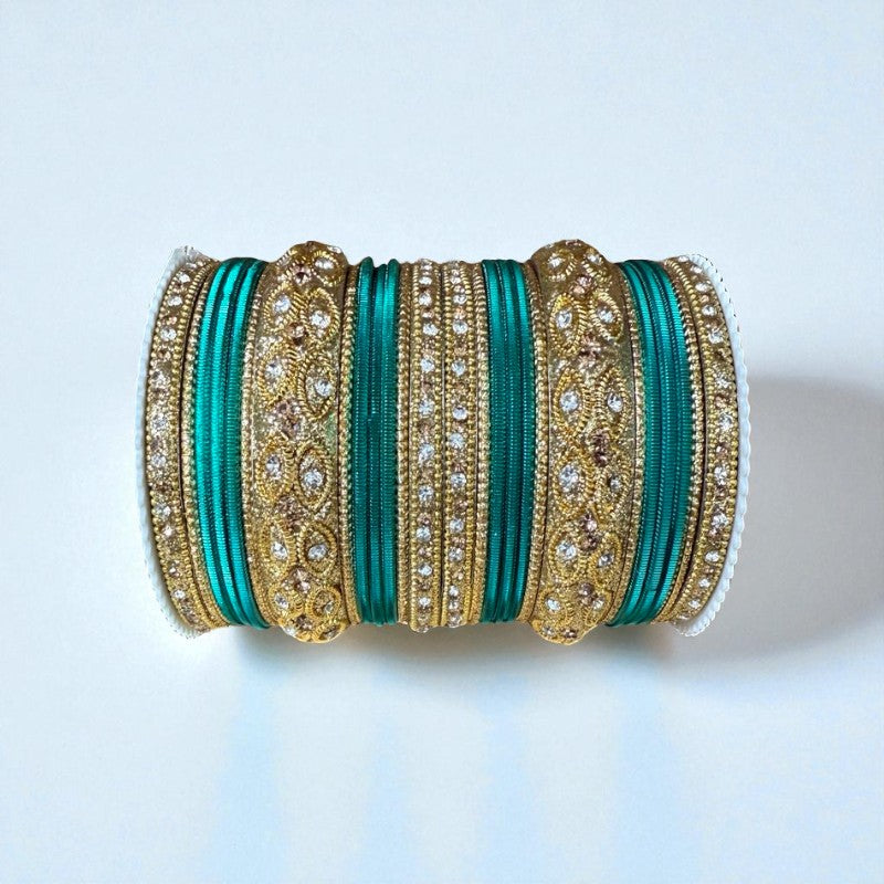 1176G- Color Metal Bangle with kada Set #1