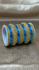 1181G-Bl Indian Bridal Chuda Churiyan Metal Glossy Blue Color Kangan Bangles Set