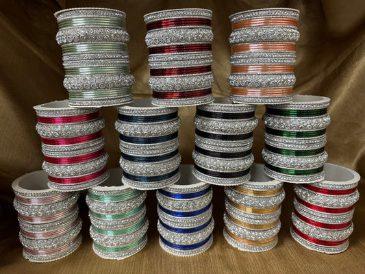 1181S Metal Bangle Kangan Churiyan Chudiyan Set with Silver Kada