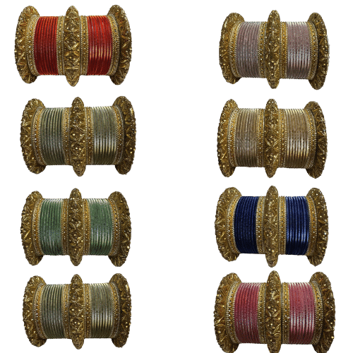 #1191 Indian Metal Bangle Set With Rhinestones