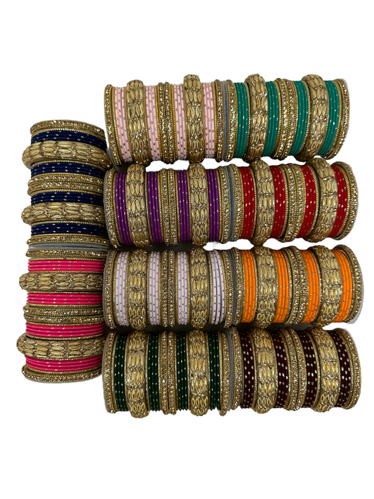 Model 1192 Size 2-4  Indian Metal Bangle Churiyan  Kangan Set in Various Colors