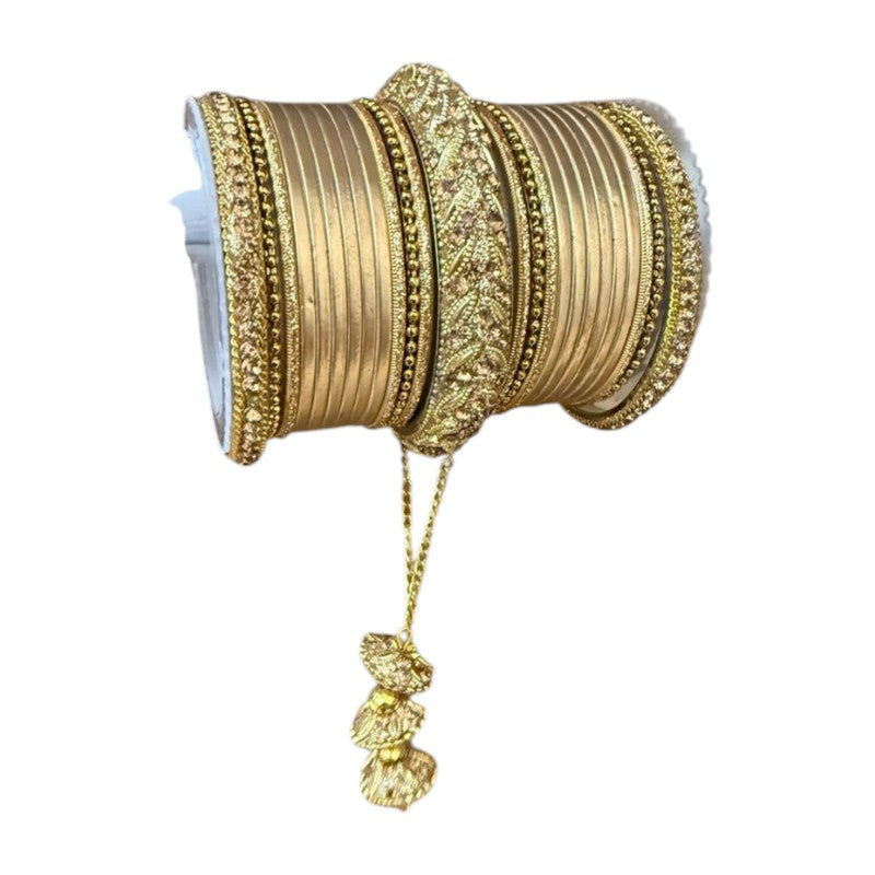 1216A Indian Bridal Bollywood Style Metal Bangle Set With Kalire Jhumki