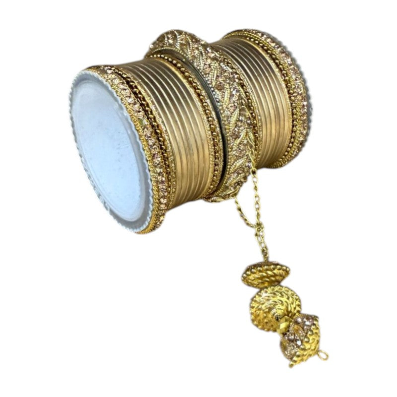 1216A Indian Bridal Bollywood Style Metal Bangle Set With Kalire Jhumki