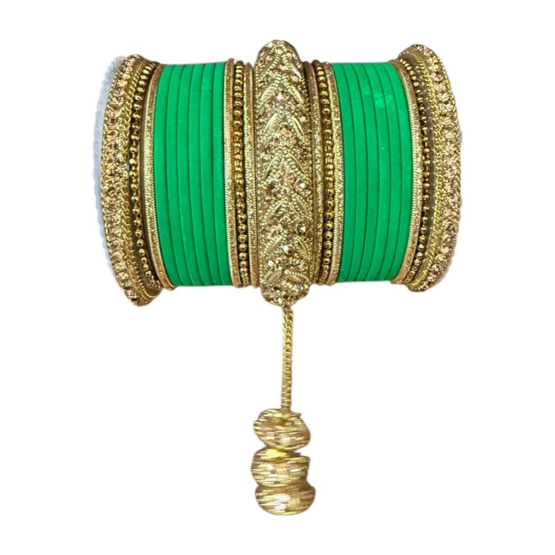 1216A Indian Bridal Bollywood Style Metal Bangle Set With Kalire Jhumki