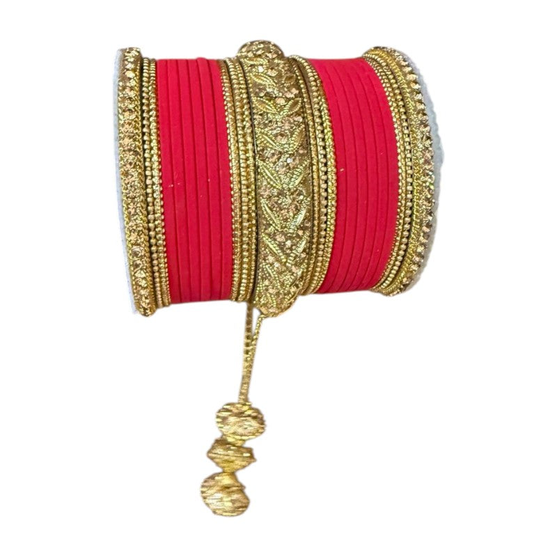 1216A Indian Bridal Bollywood Style Metal Bangle Set With Kalire Jhumki