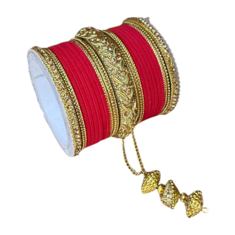 1216A Indian Bridal Bollywood Style Metal Bangle Set With Kalire Jhumki