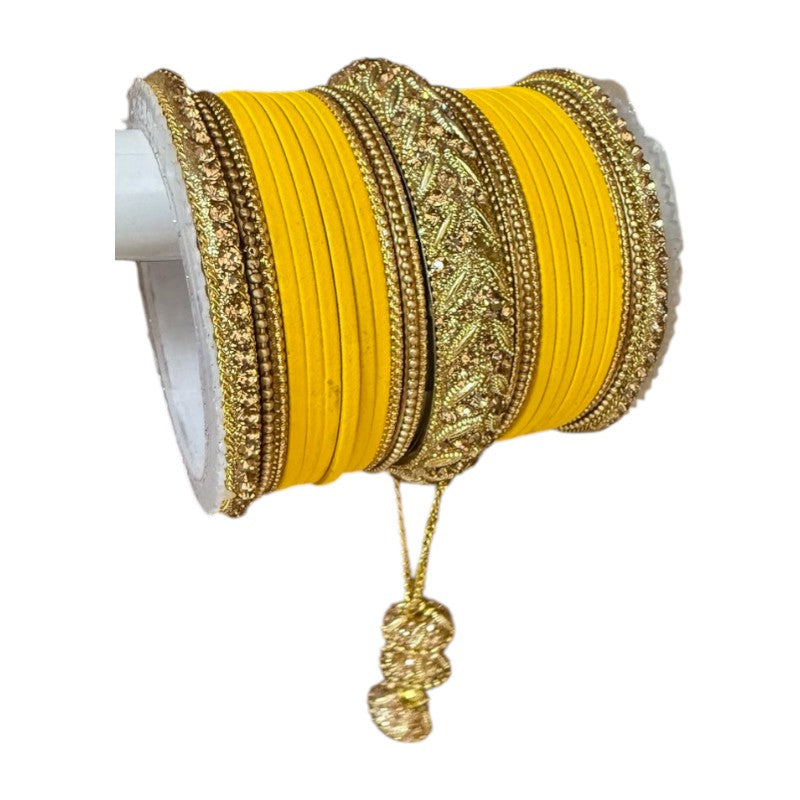 1216A Indian Bridal Bollywood Style Metal Bangle Set With Kalire Jhumki
