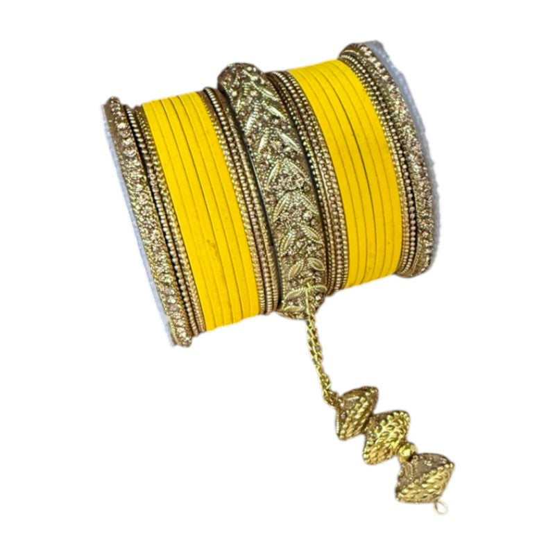 1216A Indian Bridal Bollywood Style Metal Bangle Set With Kalire Jhumki