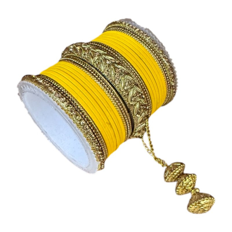1216A Indian Bridal Bollywood Style Metal Bangle Set With Kalire Jhumki