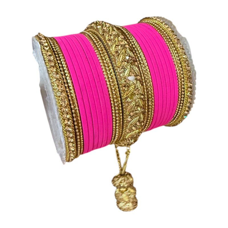 1216A Indian Bridal Bollywood Style Metal Bangle Set With Kalire Jhumki