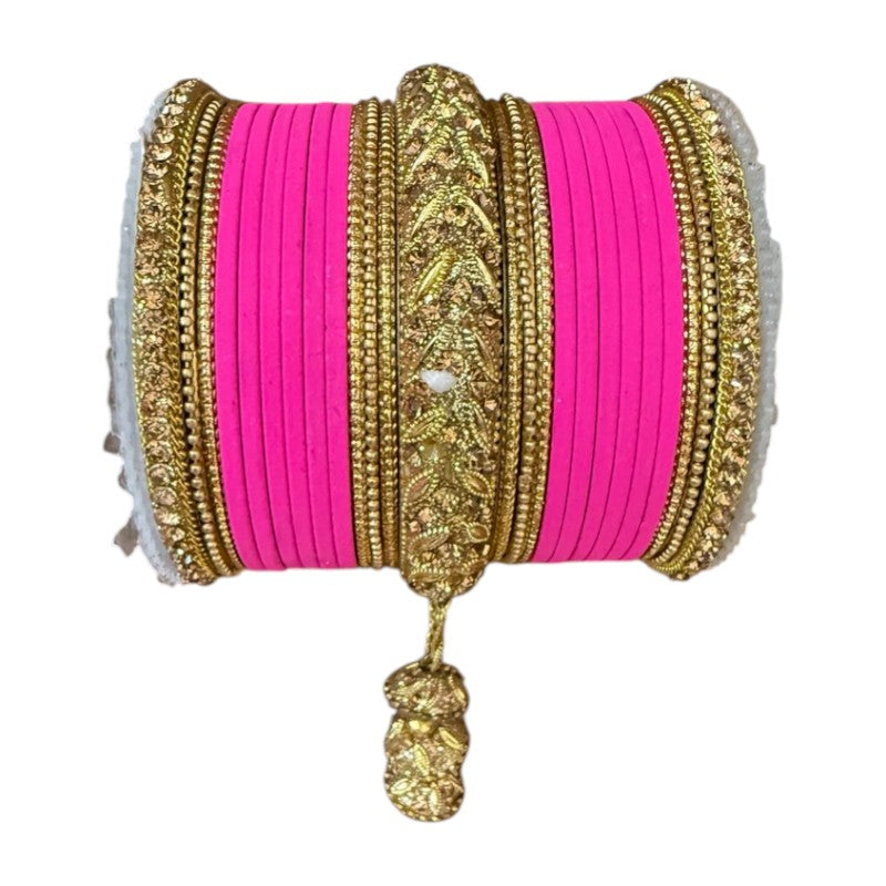 1216A Indian Bridal Bollywood Style Metal Bangle Set With Kalire Jhumki