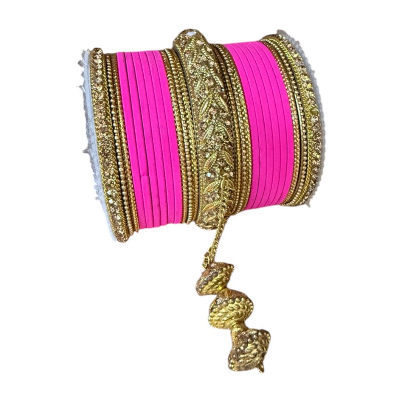 1216A Indian Bridal Bollywood Style Metal Bangle Set With Kalire Jhumki