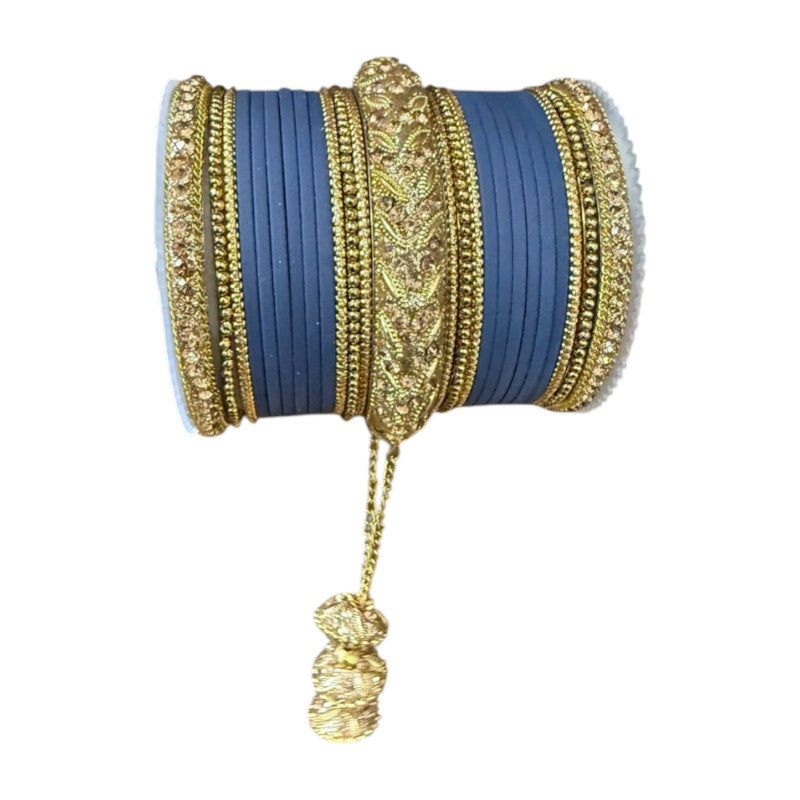 1216A Indian Bridal Bollywood Style Metal Bangle Set With Kalire Jhumki