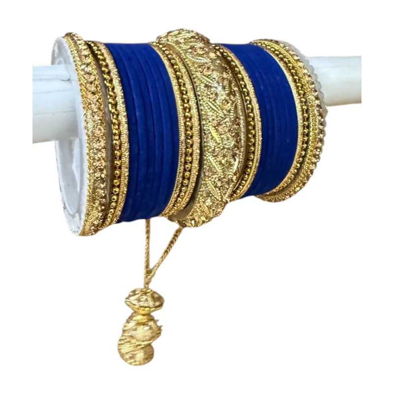 1216A Indian Bridal Bollywood Style Metal Bangle Set With Kalire Jhumki