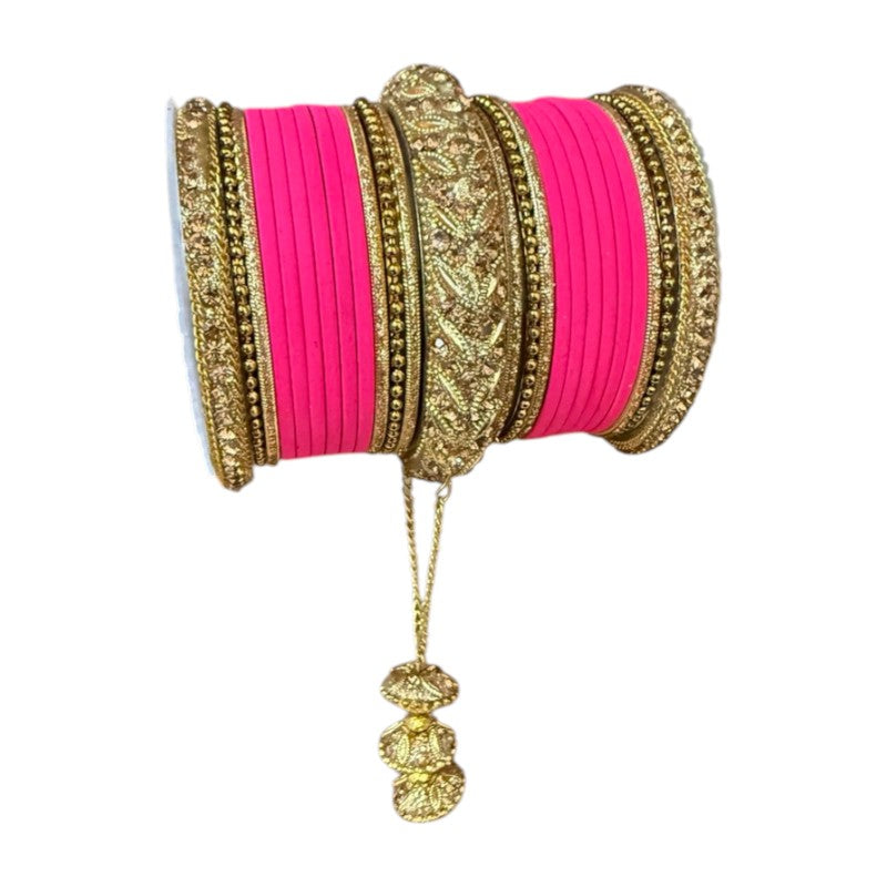 1216A Indian Bridal Bollywood Style Metal Bangle Set With Kalire Jhumki