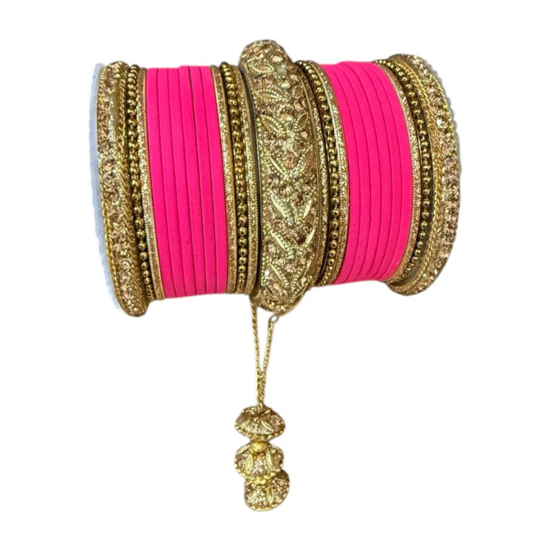1216A Indian Bridal Bollywood Style Metal Bangle Set With Kalire Jhumki