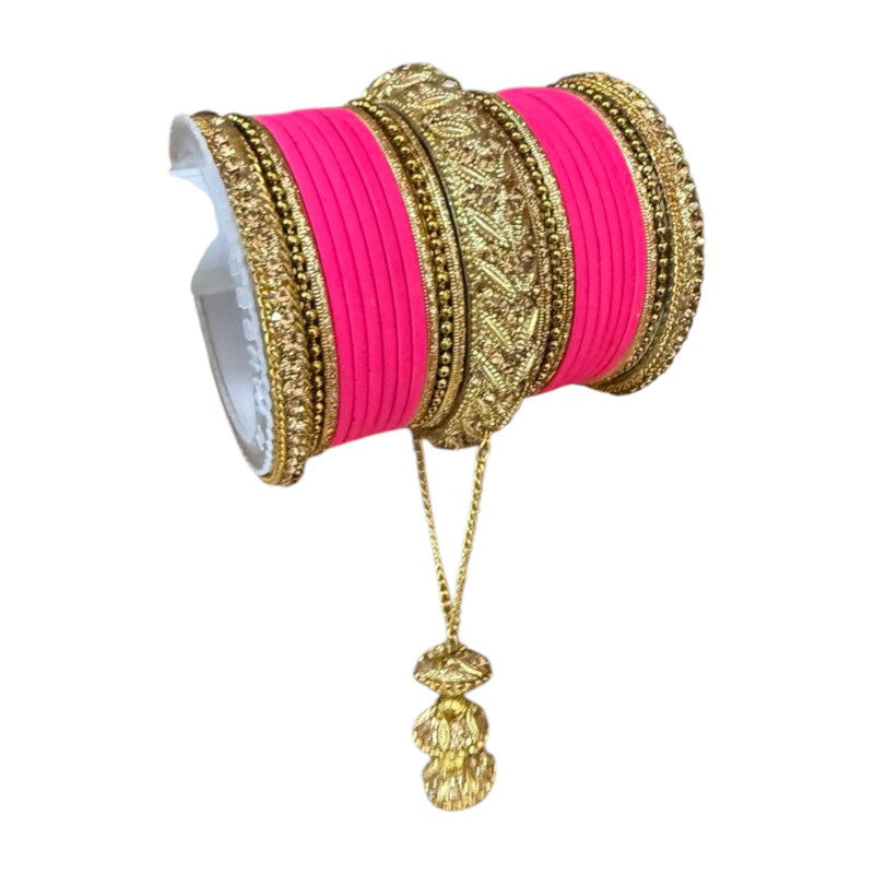 1216A Indian Bridal Bollywood Style Metal Bangle Set With Kalire Jhumki