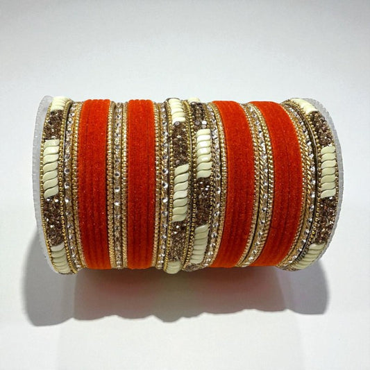 Indian Bollywood Style Metal Bangle Set With Rhinestone Set #1217
